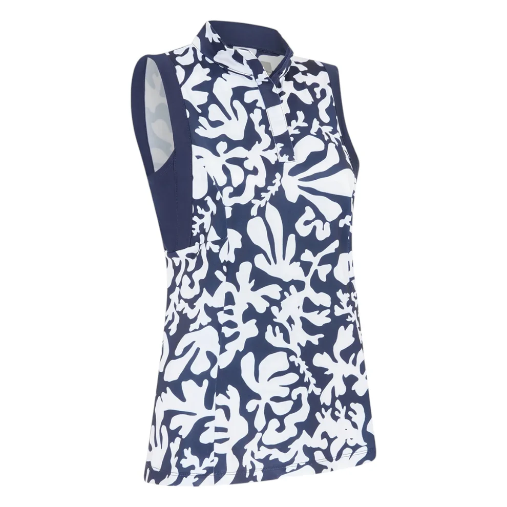 Картинка Поло женское Callaway Abstract Floral SL Peacoat от магазина Гольф Маркет - магазин товаров для гольфа