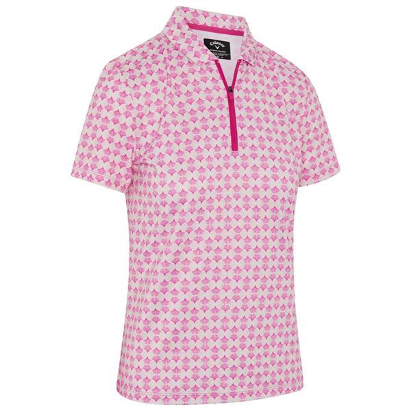 Картинка Поло женское Callaway Deco Geo Print Mesh Insert Fuchsia Purple от магазина Гольф Маркет - магазин товаров для гольфа